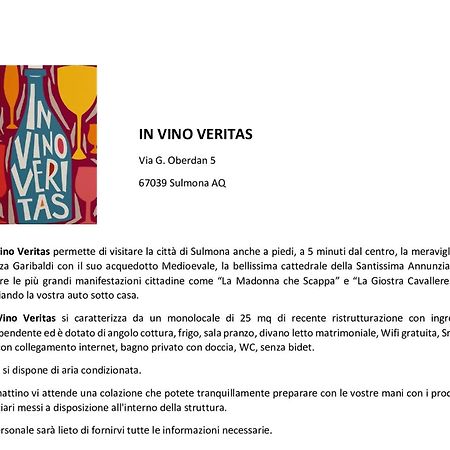 In Vino Veritas Sulmona Exteriér fotografie